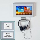 Support mural antivol AUDIO p/ tablettes IPAD ou Androïd a/CASQUE