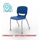 Chaise "anti-bactérienne " avec piétement  métal 4 pieds pour classes, collectivités 