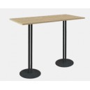 Table etroite ECO DOUBLE 140x60cm, plateau  H74cm stratifié, doubles pieds tubes elliptiques en acier socle rond 