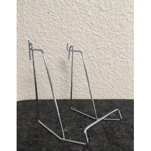 Présentoir pour grille en acier rond chromé H.150mmxP12.5xL.90mm à rebord ouvert des 2 côtés