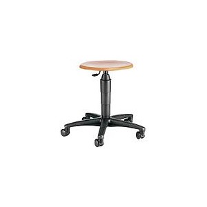 Tabouret de travail bois réglable modèle bas sur piètement 5 branches s/roulettes