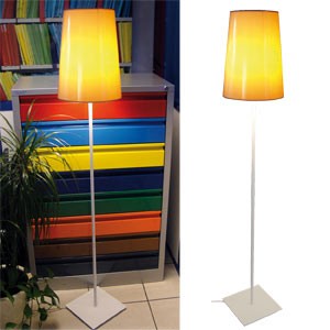 Lampadaire d'ambiance mi-hauteur h155cm avec abat-jour en PVC couleur, lumière Fluo