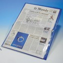 Protège-journal 48,5 x 33cm , type Le Monde bleu avec dos rigide + couverture cristal