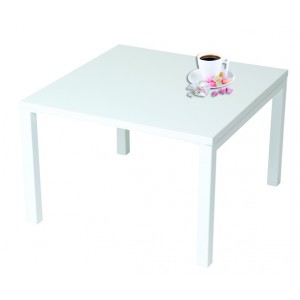 Table basse carrée 60X60xh40cm plateau stratifié et 4 pieds métal blanc, gris ou noir