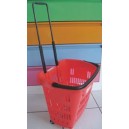 Panier plastique sur roulettes avec anse et guidon télescopique capacité 34l (20kg) 